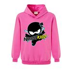 Ninja Kidz Kids sports hoodie Girl Print Jumper Boys Top (as8, age, 9_years, 10_years, regular, Rose Red)