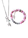 Handmade Personalised Gymnastic Charm Necklace Bracelet Jewellery Set with Genuine Crystal