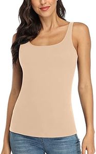 V FOR CITY Tank Top for Women with Shelf Bra Adjustable Wide Strap Cotton Camisole Plus Size Layering Cami Shirts 2XL