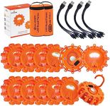 DK-WINER LED Road Flares 6Pack Roadside Emergency car kit Emergency Road Flares Kit with Magnetic Base for Vehicles & Boat | 9 Flash Modes(with Batteries) (12pack rechargeable)