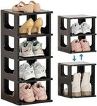 UKKQES 5 Tier Shoe Rack，Shoe Organizer Shoe Rack for Small Spaces Plastic Vertical Narrow Shoe Shelves Closet Black Shoe Holder, Stand For Entryway Shoe Storage Boots Organizer Stackable Shoe Cabinet