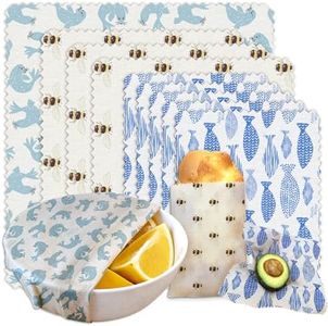 AbejaWrap Beeswax Food Wrap 9-Pack (5S 3M 1L), Reusable Beeswax Wraps, Beeswax Wraps Reusable Sustainable Food Storage, Plastic-Free/Seal Bee Fish