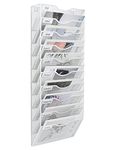 EasyPAG 10 Tier A4 Mesh in Tray Wall Pocket File Holder Mail Organiser Magazine Storage Rack,White