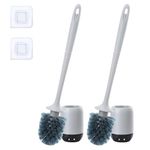 Toilet Brush, Funnydin 2 Pack Toilet Brushes & Holders, Toilet Brush Set for Easy Cleaning - Easy to Assemble, Drip-Proof, Toilet Cleaner Brush for Bathroom