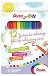 Pentel scs2e-12 Ultra Washable Ink Felt-tip Colouring Pens Assorted Colours