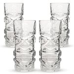 CKB LTD Pack of 4 Tiki Bar Cocktail Glasses - Tall Tumblers Ideal for Hawaiian Party Rum Based Mixed Cocktail Drink MAI Tai Long Island Iced Tea or Zombie Cocktails – Clear 450ml Set of 4