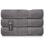 Casabella Pack of 3 Super Jumbo Extra Large Bath Sheet Towels100% Cotton 90cm x 180cm_Silver