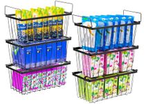 Wetheny Freezer Organizer Bins With Side Handle -6 Pack Stackable Chest Freezer Organizer for 7 Cu.FT - Deep Freezer Sort Frozen Food Wire Metal Basket Storage Bins Rack