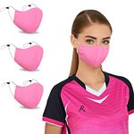 Arcarius Breathable Cool Moisture Wicking Face Masks, Washable, Reusable, Women Men Fashion Sport 3 Pack (Cute Pink)