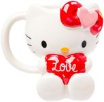 Silver Buffalo Sanrio Hello Kitty Holding Love Heart Ceramic 3D Sculpted Mug, 20 Ounces