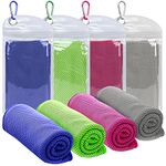 Toplive Cooling Towels [4 Pack], Soft Breathable Ice Towel Microfiber Cool Towel Chilly Towel 35 X 12 Inch for Yoga, Gym, Workout, Camping, Fitness, Workouties (Blue + Rose Red + Green + Grey)