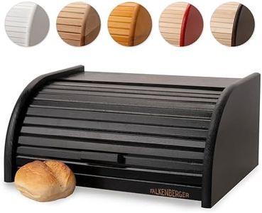 FALKENBERGER Panera de madera negra, aprox. 39 x 29 x 18 cm, con tapa enrollable, hecha a mano