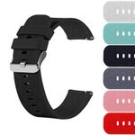 Turnwin 18mm 20mm 22mm Width Silicone Quick Release Wristband Replacement Sports Straps Bracelet Watch Band Women Men Strap with Quick Release Pins for Smartwatch (Width:18mm, Black)