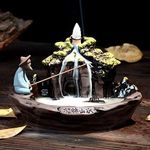 Guilin Landscape Backflow Incense Burner,Waterfall Backflow Handmade Ceramic Backflow Incense Holder Home Decor with Free 10 pcs Incense Cones Home Office Ornament