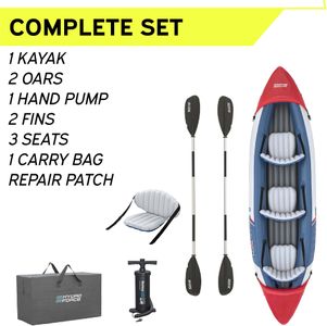 Hydro-Force 3-Person Inflatable Kayak Set – Aluminum Oars & Pump