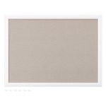 Navaris Framed Linen Bulletin Board - Approx. 58 x 43cm Fabric Jewelry Organizer Pinboard for Wall Memory Memo Pin Board - Natural Linen with White Frame