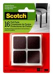 Scotch Felt Furniture Pads, 16 Square Felt Pads for Hardwood Floors, 1" (SP854-NA), Brown