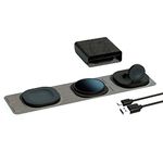AmaBravo Charging Station for Apple Multiple Devices - 3 in 1 Foldable Wireless Charger Dock - Travel Charging Pad for iPhone 14 13 12 Pro Max Plus Watch & Airpods (Adapter NOT Included) PU Version