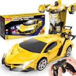 Britik Toys for Kids 3-8 Year Old: Transforming Remote Control Car Toys Gifts for Boys Age 3 4 5 6 7 8 Birthday Presents Toy for Toddler Transformable 2 in 1 Robot RC Car Toy 360° Rotating-Yellow