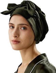 LilySilk 100% Silk Bonnet Pure Mulberry Silk Sleep Cap Womens Natural Silk Bonnet for Sleeping and Hair Care Night Hair Wrap with Long Elastic Band Stay On Olive Green