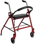 Drive Medical 1239RD Two Wheeled Walker with Seat, Red