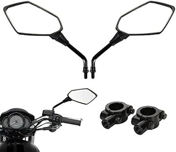 SacJkt Universal Motorcycle Mirrors, Metal Handlebar End Mirror, 1 Pair ABS Plastic Motorcycle Mirrors with Mirror Mount, for Scooter Sport Bike (Black)