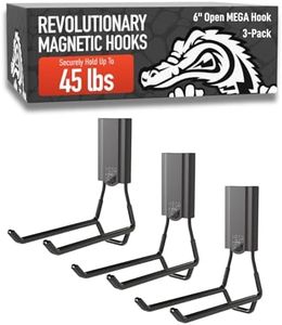 GATOR MAGNETICS MEGA 6 in Open Hooks, 45 lb Heavy Duty Magnetic Hooks for Steel Surfaces, Patented Easy-Release, Non-Slip Grip – Storage & Organization, Garage, Home Tools & Gear Storage – 3 Pack