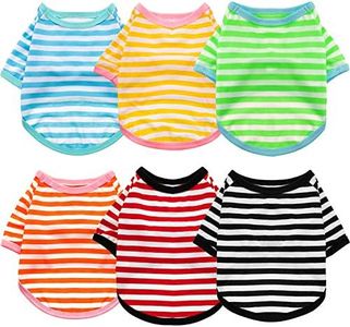 6 Pieces Dog Striped T-Shirt Dog Shirt Breathable Pet Apparel Colorful Puppy Sweatshirt Dog Clothes for Small to Medium Dogs Puppy (M)