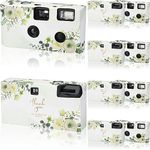 Kanayu 10 Pack Disposable Camera for Wedding Floral 34mm Single Use Film Camera with Flash One Time Use Camera for Anniversary Concert Travel Camp Party Supply Gift Honeymoon, Eucalyptus White Rose
