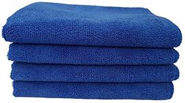 SOBBY Microfiber Car Cleaning, Detailing and Polishing Cloth 340 GSM (40 cm x 60 cm, Set of 4, Blue)