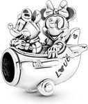 Beads R Us ® - Mickey Mouse & Minnie Mouse Airplane Charm in Sterling Silver S925, Compatible with all European style Charm Bracelets and Necklaces.