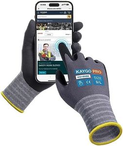 KAYGO Safety Work Gloves MicroFoam Nitrile Coated-12 Pairs KG18NB,Seamless Knit Nylon Glove with full fingers Touchscreen, Ideal for General Purpose,Automotive,Home Improvement, Black,L