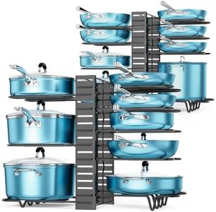 ORDORA Pots and Pans Organizer for Cabinet 16.61 Height 2 Pack, 8 Tier Pot Organizers Rack with 3 DIY Methods, Adjustable Pan Organizer under Cabinet Kitchen Organization and Storage