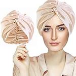 Silk Hair Bonnet Hair Wrap for Sleeping, Imitation Silk Bonnet Sleep Night Cap for Women Hair Care, Double Layer Soft Silky Head Scarf Match Strong Elastic Band Apply to Washing, Makeup, Sport