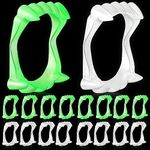 Libima 200 Pack Halloween Vampire Fangs, Glow in The Dark Vampire Teeth Plastic Fake Fangs Light up Teeth Photo Props Glowing Fangs for Cosplay, Costume Dress Up Accessories (Green, White)