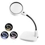 Magnifying Glass with Light 10X Lighted Magnifier with Weighted Base 4.8” Lens for Clear Magnification Desktop Magnifying Glass for Painting Miniature,Jewelry Pieces,Reading, Hobbies, Crafts,Sewing