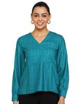 Amazon Brand - Symbol Women's Regular Fit Blouse (SYM-AW22WTOP-505_Deep Green