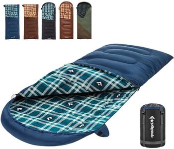 KingCamp Sleeping Bag for Adults, Cold Weather & Warm XL Big and Tall Flannel Sleeping Bags with Compression Sack Portable Waterproof Essentials Gear Accessories for Outdoor Camping (Navy Right)