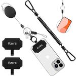 Azrra Drop Protection Phone Tether: 31” Retractable Phone Clip, Universal Retractable Phone Lanyard & Phone Tether Tabs, Black