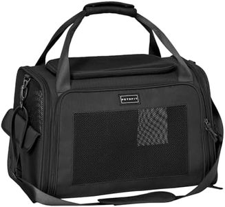 Petsfit Transport Box Dog Cat Foldable Dog Bag for Small Dogs Cats Carry Bag with Adjustable Shoulder Strap & Soft Expandable Cushion, M/Black
