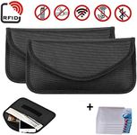 Newseego RFID Signal Blocker Pouch for Phone(2 Pack), 5x RFID Credit Card Sleeves | Anti Theft RFID Faraday Car Key Pocket, Fob & Cell Phone Blocking Bag, Faraday Privacy Key Fob Bag - (Black)