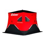 Eskimo FF949iG FatFish Pop-up Portable Hub-Style Ice Shelter, Wide Bottom Design 61 sq ft. Fishable Area, 3-4 Person Insulated Gray Interior, Red, 99 inches x 99 inches