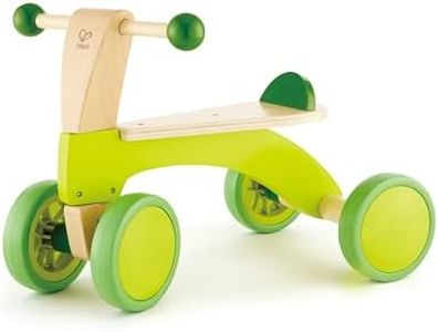 Hape Scoot Around Ride On Wood Bike | Award Winning Four Wheeled Wooden Push Balance Bike Toy for Toddlers with Rubberized Wheels, Bright Green L: 20.5, W: 12.8, H: 15.1 inch