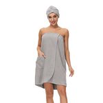 Verve Jelly Towel Wrap for Women Towelling Bath Robe Super Absorbent Soft Terry Towel Bath Wrap Tube Top Bathrobe Strapless Dressing Gown Grey 3XL