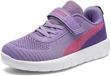 DREAM PAIRS Boys Girls Shoes Kids Tennis EZ-Ons MagicZips Athletic Running Walking Sneakers,Size 4 Big Kid,Purple/Fuchsia,Zoom-K