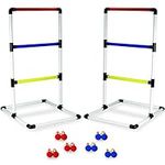 Crown Sporting Goods Indoor/Outdoor Ladderball Set with Carrying Case and Ground Anchors