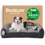 Bedsure XL Orthopedic Dog Beds Large - 106x76cm Extra Thick Supportive Dogs Sofa with Waterproof Washable Cover, Extra Large Pet Bed Sofa with Soft Plush Sherpa and Nonskid Bottom, Dark Grey