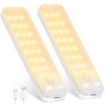 OUILA Under Cabinet Kitchen Lights, 21 LED [2 Pack] Warm White Motion Sensor Lights Indoor, 1000mAh USB-C Rechargeable LED Lights for Cupboard, Kitchen