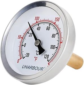 Uharbour 2-1/2" Dial Water Thermometer, Water Temperature Gauge with 1-3/4" Lead-Free Brass Stem and 1/2" NPT Back Mount, Accuracy 2% Range 0-250°F / -20-120 °C…