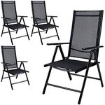 CASARIA® 4x Bern High Backed Folding Aluminium Garden Chairs | Weatherproof | 8-way Adjustable Reclining Backrest with Armrests | Lightweight 120 kg Load Capacity | Patio | Anthracite